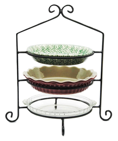 Wrought Iron3 Tier PIE PLATE STAND - Wrought Iron Triple Rack in Satin Black USA HANDMADELongabergermultipleSaving Shepherd