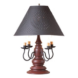 HARRISON COLONIAL TABLE LAMP with 17" Punched Tin Shade - 5 Distressed Crackle Finishes USA