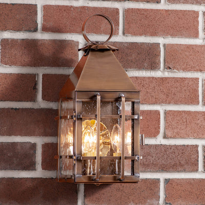 Outdoor LightBARN LIGHT - Solid Weathered Brass Outdoor 3 Bulb Wall Lampoutdoor lanternoutdoor lightSaving Shepherd