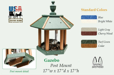 Bird FeederGAZEBO BIRD FEEDER - Weather Fade & Rot Proof Poly Vinyl Amish USAbirdbird feederSaving Shepherd