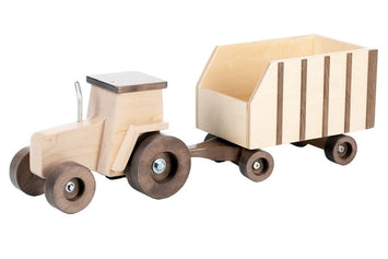 tractorFARM TRACTOR & FORAGE WAGON - Premium Solid Walnut & Maple Wood ToytoytoysSaving Shepherd