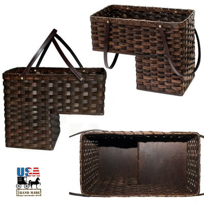 BasketSTAIR STEP BASKET - Amish Hand Woven with Saddle Leather HandlesAmishbasketSaving Shepherd