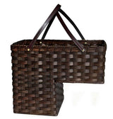 STAIR STEP BASKET - Amish Hand Woven with Saddle Leather Handles