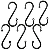 Set of 6 Wrought Iron S Hooks - 5" Hand Forged with Scrolls