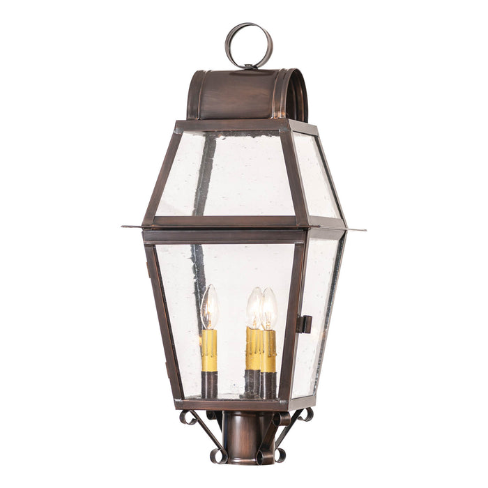 INDEPENDENCE OUTDOOR POST LIGHT - Solid Antique Copper with 3  Bulbs
