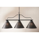 BAR ISLAND LIGHT Large Wrought Iron Fixture with Punched Tin Shades