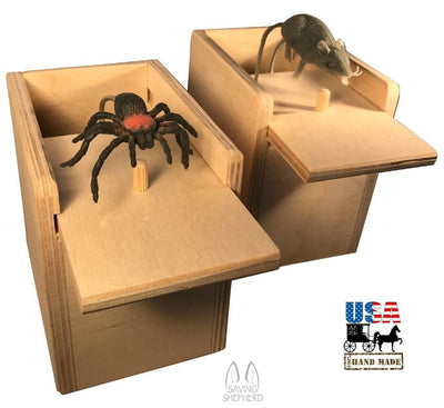 Wooden & Handcrafted ToysMouse & Spider Surprise Box ~ 2 Amish Handmade Fun Prank Gag Gifts USAchildrengamesSaving Shepherd