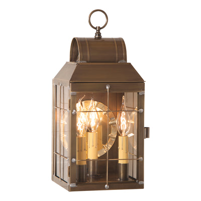 Country LightingOUTDOOR LANTERN SCONCE LIGHT Handcrafted Weathered Brass Colonial Wall Lamp with Handmade BarscandlecolonialSaving Shepherd