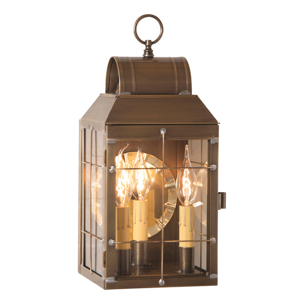 Country LightingOUTDOOR LANTERN SCONCE LIGHT Handcrafted Weathered Brass Colonial Wall Lamp with Handmade BarscandlecolonialSaving Shepherd