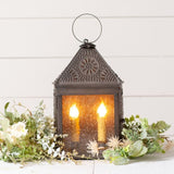 Country LightingPUNCHED TIN HARBOR LANTERN Dual Candle Lamp with Chisel Patternaccent lightcandelabraSaving Shepherd