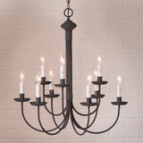 9 CANDLE GRANDVIEW CHANDELIER - 2 Tier Textured Black with Gray Sleeves