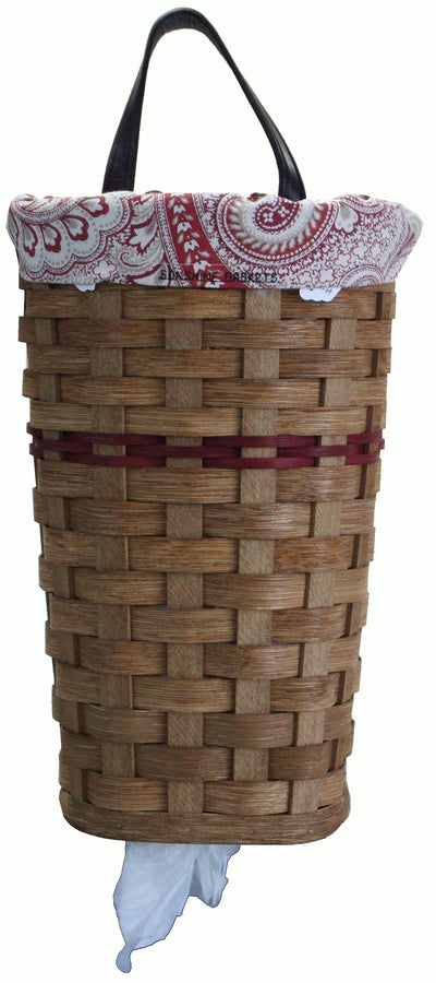 Bread BasketBAG HOLDER with SADDLE LEATHER HANDLE - Hanging Plastic Grocery Bag StoragebasketbasketsSaving Shepherd