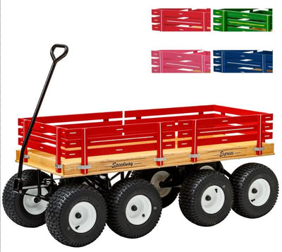 WagonFULLY LOADED DOUBLE TANDEM WAGON - 3 Deluxe Maple Cushioned Benches All Terrain TiresAmishWheelsfun & gamesoutdoorRedSaving Shepherd