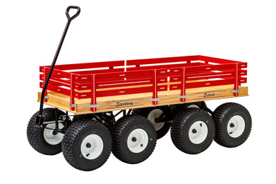 WagonFULLY LOADED DOUBLE TANDEM WAGON - 3 Deluxe Maple Cushioned Benches All Terrain TiresAmishWheelsfun & gamesoutdoorRedSaving Shepherd
