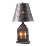 HARBOR LANTERN LAMP - Chisel Punched Tin Shade with 3-Way Switch USA