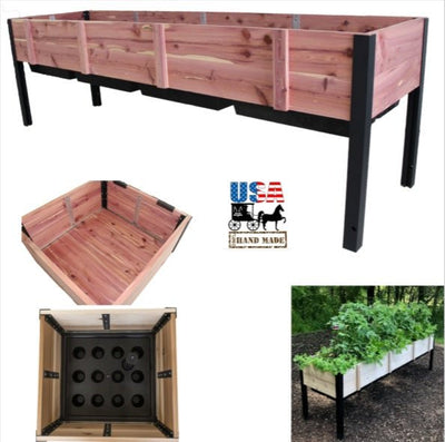 Raised Garden Bed8' x 2' RAISED GARDEN BED - Red Cedar Elevated Plant Boxgardengarden cartSaving Shepherd