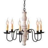 WOOD & WROUGHT IRON CHANDELIER Handcrafted 6 Arm Candelabra Ceiling Light in 4 Finishes