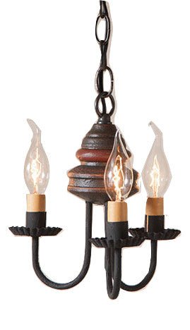 Country LightingWOOD and METAL CHANDELIER Primitive Colonial 3 Candle Candelabra USAcandelabracandleSaving Shepherd