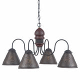 Country LightingWOOD & PUNCHED TIN "CAMBRIDGE" CHANDELIER - 5 Vintage FinishesceilingchandelierSaving Shepherd