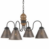 Country LightingWOOD & PUNCHED TIN "CAMBRIDGE" CHANDELIER - 5 Vintage FinishesceilingchandelierSaving Shepherd