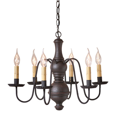 Chandeliers & Ceiling Fixtures"CHESTERFIELD" CHANDELIER - 6 Arm Woodspun Fixture in 5 Textured Finishesceiling lightChandelierSaving Shepherd