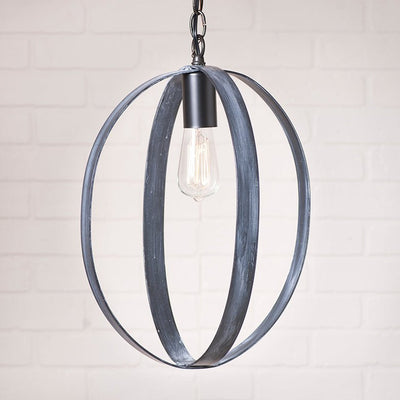 Chandeliers & Ceiling Fixtures16" OVAL STRAP SPHERE PENDANT - Black Powder Coated Finish with White Washceiling lightchandelierSaving Shepherd