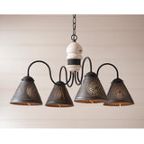 WOOD & PUNCHED TIN "CAMBRIDGE" CHANDELIER - 5 Vintage Finishes