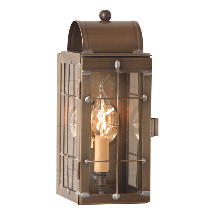 COLONIAL LANTERN ENTRY SCONCE Handcrafted Primitive Weathered Brass Slender Outdoor Light