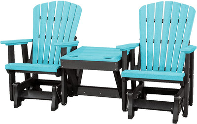 Adirondack Chair2 ADIRONDACK GLIDER CHAIRS with TABLE - Fan Back 4 Season Set in 6 ColorsAdirondackchairchairsAruba Blue & BlackSaving ShepherdSaving Shepherd