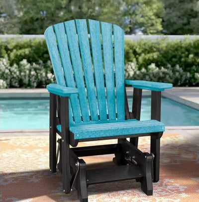 2-TONE ADIRONDACK GLIDER CHAIR - Fan Back All-Season Poly in 6 Colors