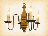 "ABIGAIL" WOOD CHANDELIER - Handmade 4 Candle Colonial Light in 27 Finishes