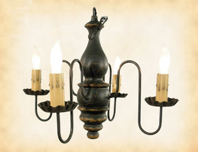 Country Lighting"ABIGAIL" WOOD CHANDELIER - Handmade 4 Candle Colonial Light in 27 FinishescandelabracandleSaving Shepherd