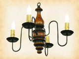 "ABIGAIL" WOOD CHANDELIER - Handmade 4 Candle Colonial Light in 27 Finishes