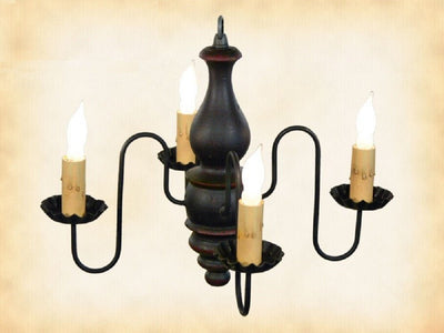 Country Lighting"ABIGAIL" WOOD CHANDELIER - Handmade 4 Candle Colonial Light in 27 FinishescandelabracandleSaving Shepherd