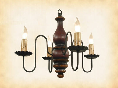 Country Lighting"ABIGAIL" WOOD CHANDELIER - Handmade 4 Candle Colonial Light in 27 FinishescandelabracandleSaving Shepherd