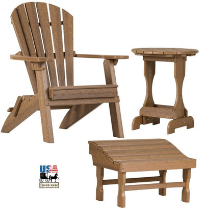 Outdoor Furniture3pc OUTDOOR PATIO SET - 4 Season Folding Chair, Ottoman & Candy Table in 19 ColorsAdirondackchairottomanMahoganyMerriweatherSaving Shepherd