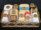 Food Gift BasketsARTISANAL PLEASURES - 7 Cheeses 3 Condiments Crackers & Hand Woven BasketbundledelicacySaving Shepherd