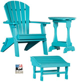 Outdoor Furniture3pc OUTDOOR PATIO SET - 4 Season Folding Chair, Ottoman & Candy Table in 19 ColorsAdirondackchairSaving Shepherd