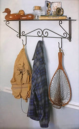 Wrought Iron RackWALL STORAGE SHELF & HOOK RACK - Wrought Iron Scroll Wall Mount OrganizerAmish BlacksmithcaddySaving Shepherd