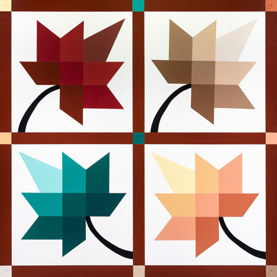 AUTUMN SPLENDOR 4x4 BARN QUILT - Amish Hand Painted Leaf USA
