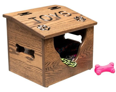 Pet Toy BoxDOG TOY BOX - Solid Brown Maple or Red Oak with Sandstone FinishCatcatsSaving Shepherd