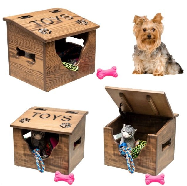 Pet Toy Box DOG TOY BOX Solid Brown Maple or Red Oak – Saving