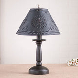 BUTCHER'S BEDSIDE TABLE LAMP with Punched Tin Shade - 5 Distressed Textured Finishes