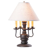 Country LightingCOLONIAL "CEDAR CREEK" TABLE LAMP with Ivory Linen Fabric Shade in 7 Distressed FinishesblackcandelabraSaving Shepherd