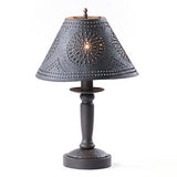 BUTCHER'S BEDSIDE TABLE LAMP with Punched Tin Shade - 5 Distressed Textured Finishes