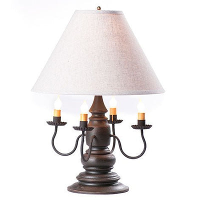 Country LightingHARRISON COLONIAL TABLE LAMP with 17" Ivory Linen Fabric Shade - 5 Distressed Finishes USACandelabracandlesSaving Shepherd