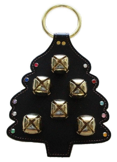 Door ChimeCHRISTMAS TREE LEATHER DOOR CHIME - STITCHING SLEIGH BELLS & CRYSTAL ORNAMENTS Amish Handmade in USAbellsbuckSaving Shepherd