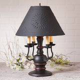 Country LightingCOLONIAL "CEDAR CREEK" TABLE LAMP with 4 Arm Candelabra in 7 Distressed FinishesblackcandelabraSaving Shepherd