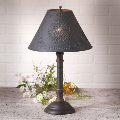 Country LightingWOOD and PUNCHED TIN "GATLIN" TABLE LAMP in Heavily Distressed Crackle Finishesaccent lightcountry lightingSaving Shepherd