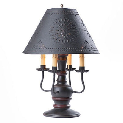 Country LightingCOLONIAL "CEDAR CREEK" TABLE LAMP with 4 Arm Candelabra in 7 Distressed FinishesblackcandelabraSaving Shepherd